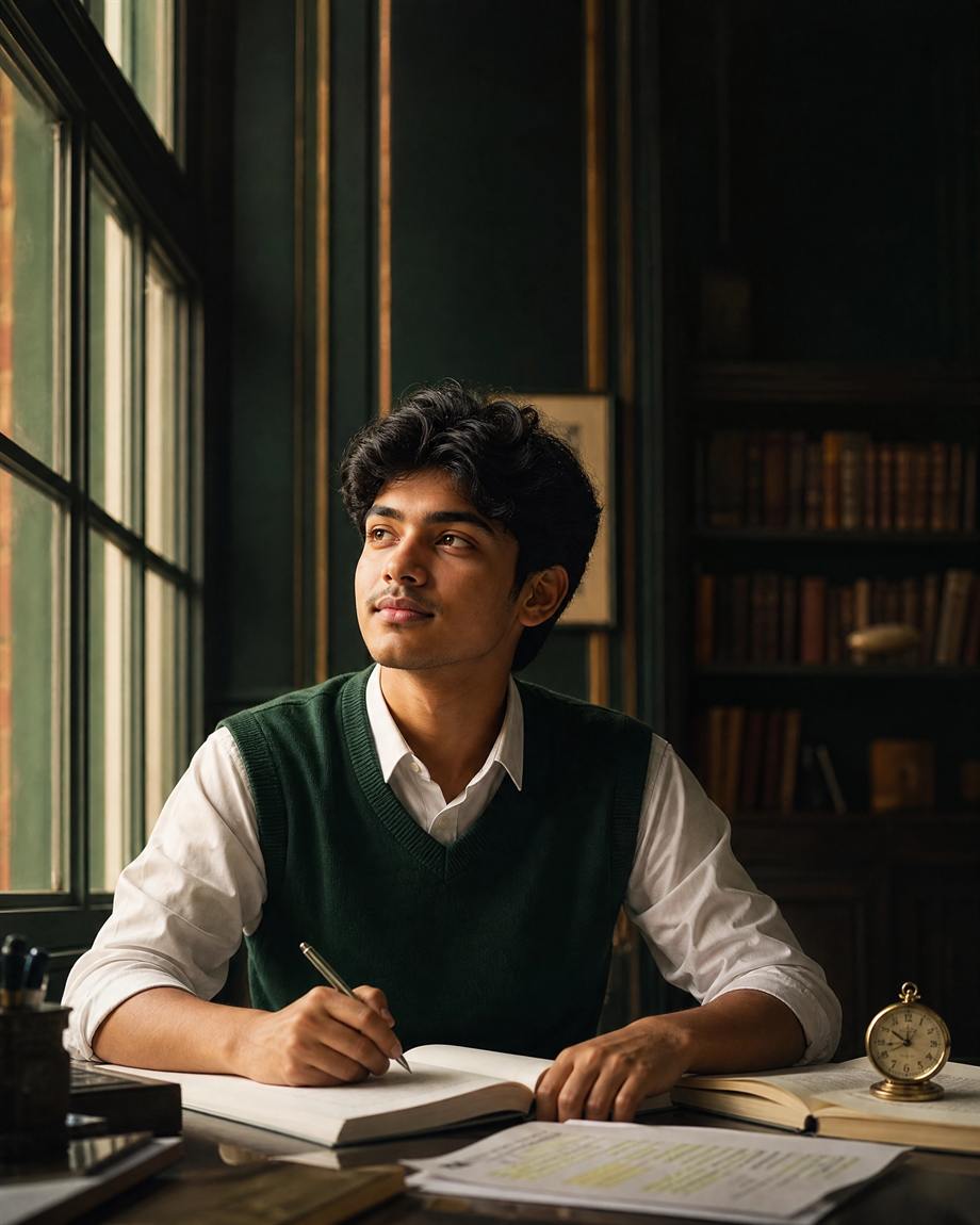 ভর্তি প্রস্তুতিতে মনোযোগী একজন শিক্ষার্থী